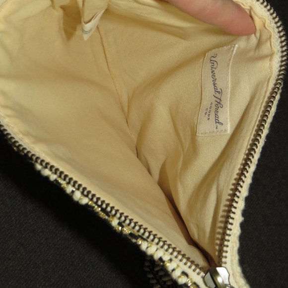 Universal Thread Beige Gold Black Boho Tassel Zip Pouch Clutch Bag - Picture 9 of 9